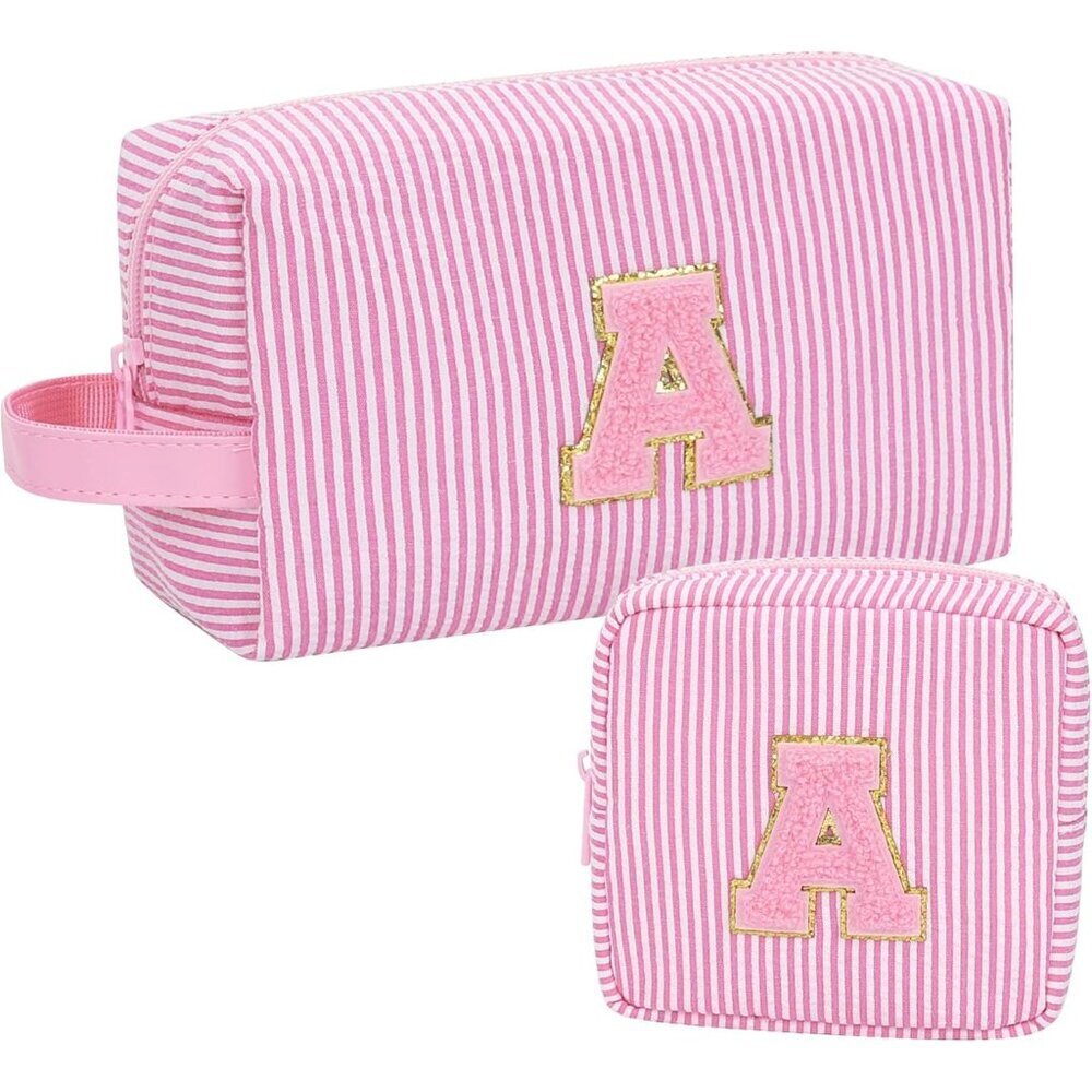 Initial Makeup Bag for Girls&Women,Personalized Make Up Case for Girlfriend Grad
